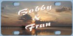 sunset image on a custom license plate