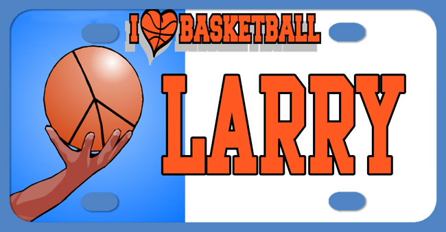 Basketball grove lines make a peace sign on this bball bike plate