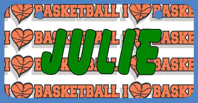 I heart basketball repeated over the full plate