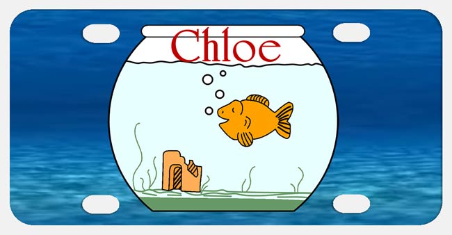 Gold Fish Bowl name tag